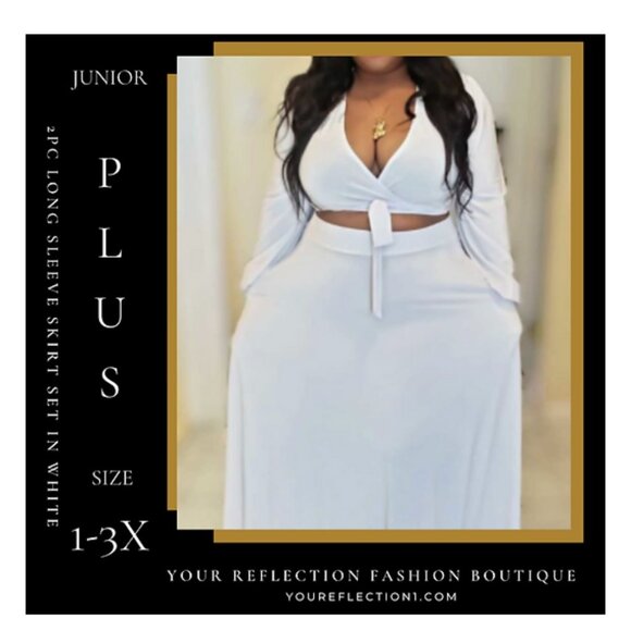 Plus Size -2pc White Skirt Set - Picture 1 of 6